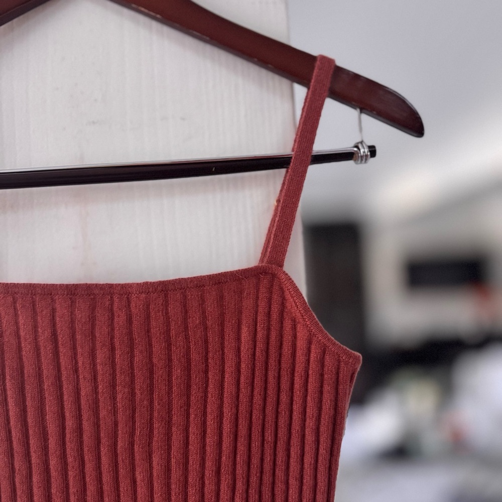 The Cashmere Project Rust Ribbed Knit Tank Top - Picture 4 of 9